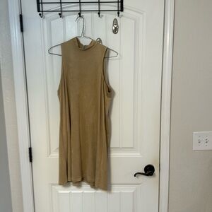 Suede mini dress. Tan. Size M